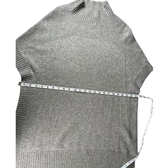 Isaac Mizrahi Live Cashmere Tunic XS/S Oversized Mock Neck Short Sleeve Gray - Picture 6 of 10